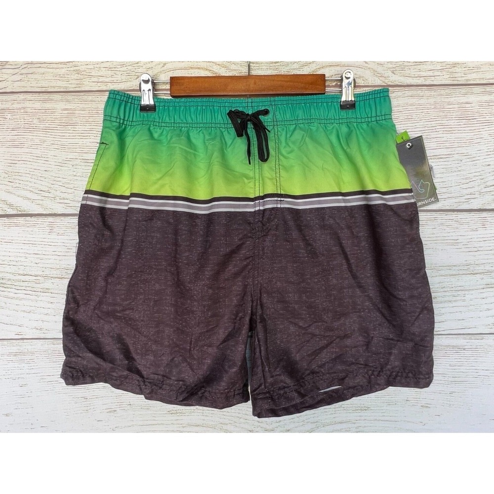 Burnside Trunk Swim Shorts Mens Size XLarge Black & Green Stretch Shorts New
